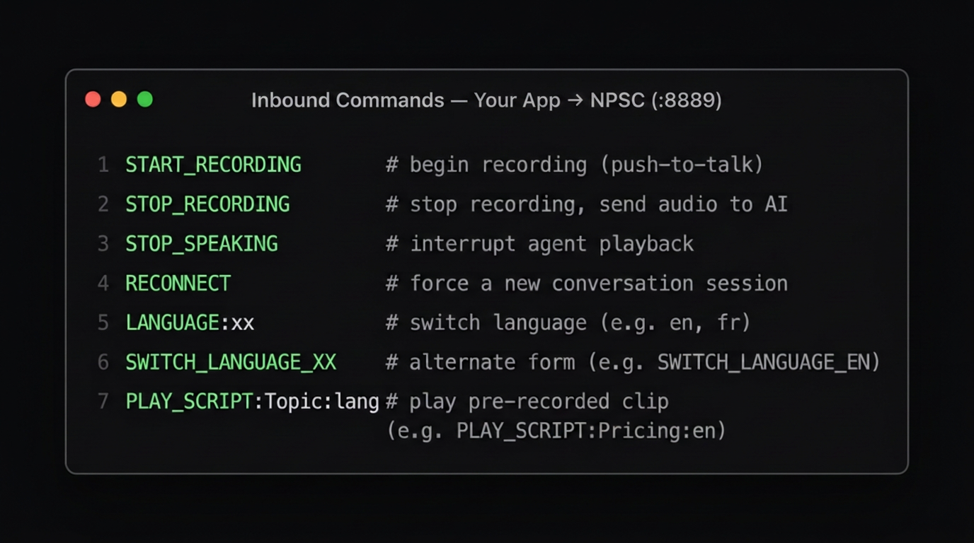 Inbound UDP commands